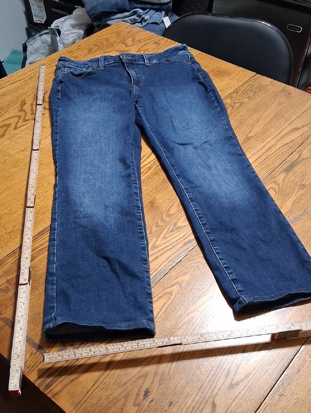 NYDJ Jeans 10 Womens BLUE MARILYN STRAIGHT Preowned Used Pants Denim